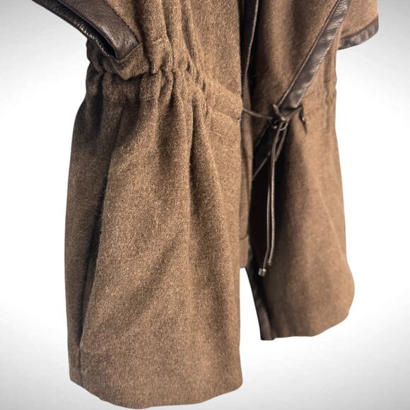 Agnona Size 40 Short Sleeve Cinch Waist Lagenlook Jacket Brown Silk Cashmere - Picture 12 of 16